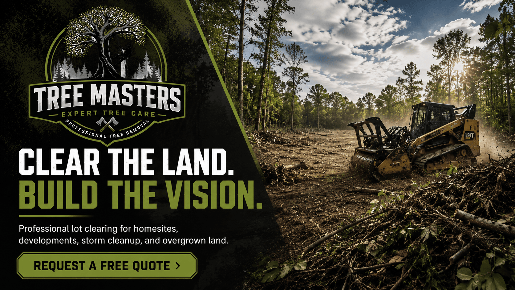 Lot Clearing — Clear the Land. Build the Vision.. Full or selective clearing for builds, views, and fire safety. Heavy equipment, experienced operators, and a clean turnover when we're done.